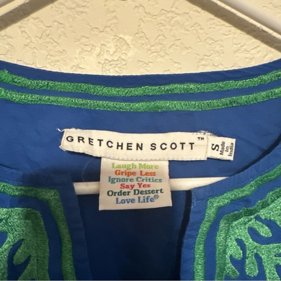 Gretchen Scott Embroidered Cotton Tunic navy Size small - Picture 3 of 11